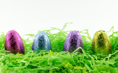 Easter Eggs on green paper