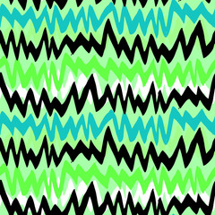 Striped hand drawn pattern with zigzag lines