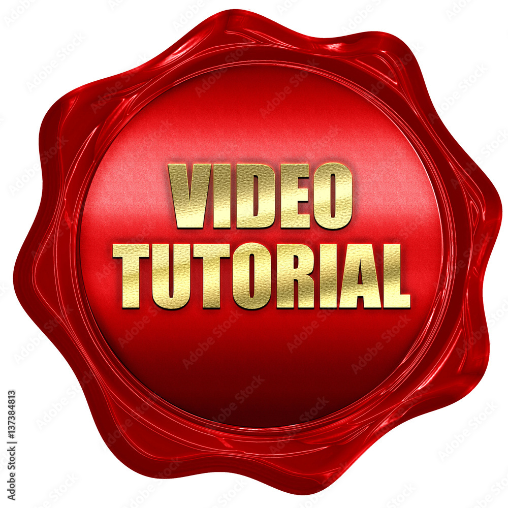 Poster video tutorial, 3d rendering, red wax stamp with text