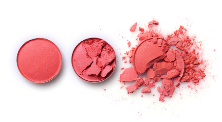 Round orange crashed eyeshadow for makeup as sample of cosmetic product