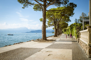 Promenade at Garda Lake near Lazise, Italy