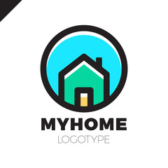 Template logo for real estate agency or cottage town elite class. Real estate logotype in circle