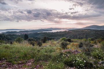 Obraz premium Amazing sunset over Ciovo island, Croatia