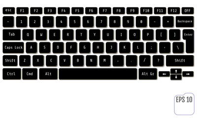 Vector illustration of black modern laptop keyboard