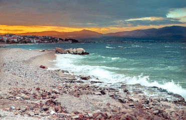 Amazing sunset over Ciovo island, Croatia
