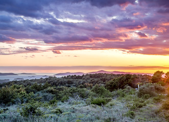 Amazing sunset over Ciovo island, Croatia