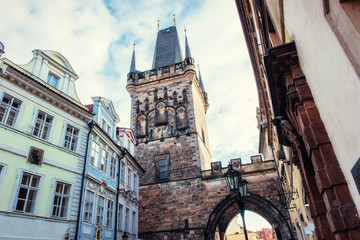 Naklejka na ściany i meble The old part of Prague taken from Charles Bridge