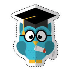 owl with graduation hat vector illustration design