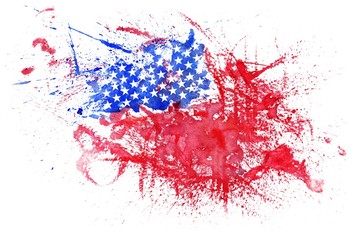 Abstract Watercolor USA Flag