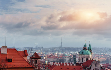 Obraz premium Prague cityscape, Czech Republic. Sunny blue clear sky