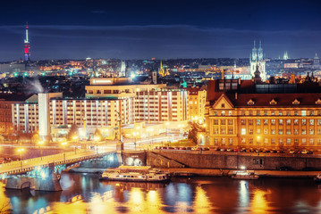 Fototapeta na wymiar View of night Prague, Czech Republic