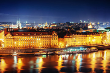 View of night Prague, Czech Republic