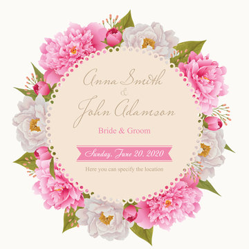 Wedding invitation card, save the date card, greeting card. Flower frame. EPS 10