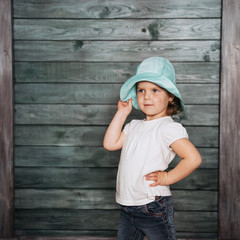 Fashion little girl baby dressed in summer in Panama.