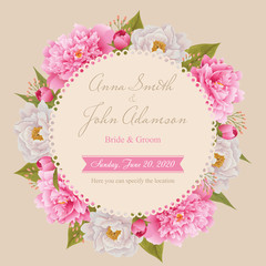 Wedding invitation card, save the date card, greeting card. Flower frame. EPS 10