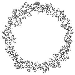 Vector floral  circle frame.