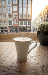 Time for a cup of coffee.
Chill with a cup of coffee on a Saturday morning in the coffee shop.