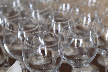 Many glasses close up