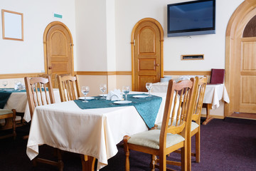 Served table in a cafe