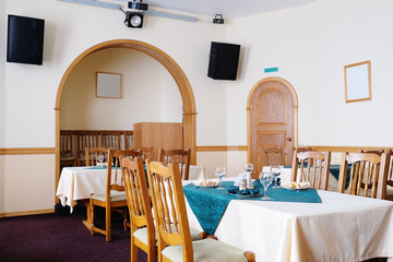 Served table in a cafe