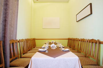 Served table in a cafe