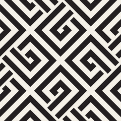 Repeating Geometric Stripes Tiling. Vector Seamless Monochrome Pattern