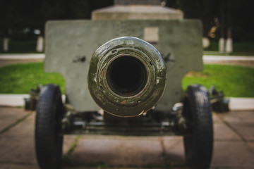 Artillery gun barrel closeup