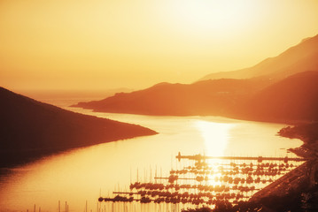 Fototapeta na wymiar Ship pier at sunset. Beauty world. Turkey