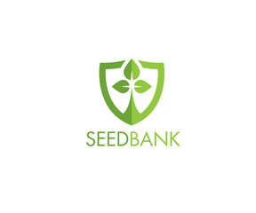Seed Bank Protection Sprout Inside Shield Shape. Creative Vector Design Element