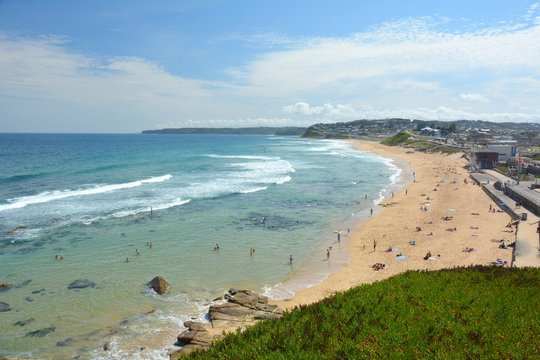 View over Bar Beach in Newcastle, New South Wales, Australia. 