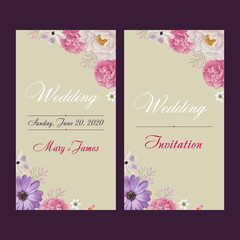 Wedding invitation, thank you card, save the date cards. EPS 10