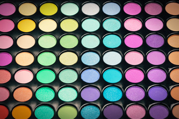 Closeup of colorful makeup powder