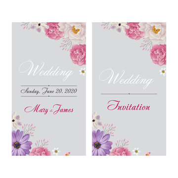 Wedding invitation, thank you card, save the date cards. EPS 10