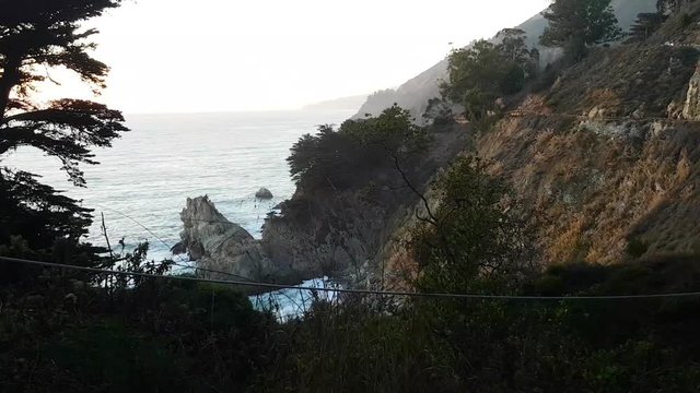 Tilit timelapse of sunset mountains, at a sunny evening, in Big sur, California, United states of america