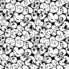 Seamless heart background with emoji to the Saint Valentine's day