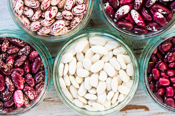  Raw Kidney Beans in Little Bowls, Uncooked