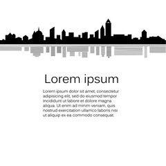 Obraz premium City skyline vector illustration. Urban landscape. Silhouette. Cityscape in flat style. Modern city landscape. Cityscape backgrounds. Daytime city skyline.