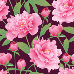 Elegance Seamless color peony pattern. Garden peony. EPS 10 vector.