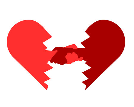 cuore spezzato che si riunisce disegno vettoriale