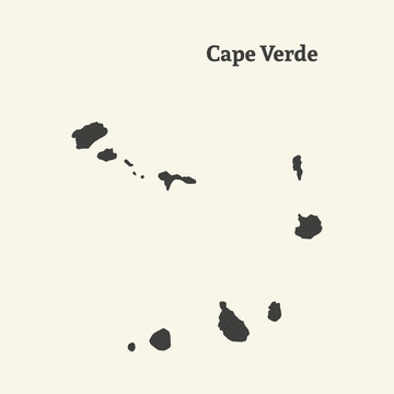 Outline map of Cape Verde. vector illustration.
