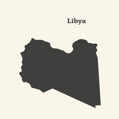 Outline map of Libya. Isolated vector illustration.