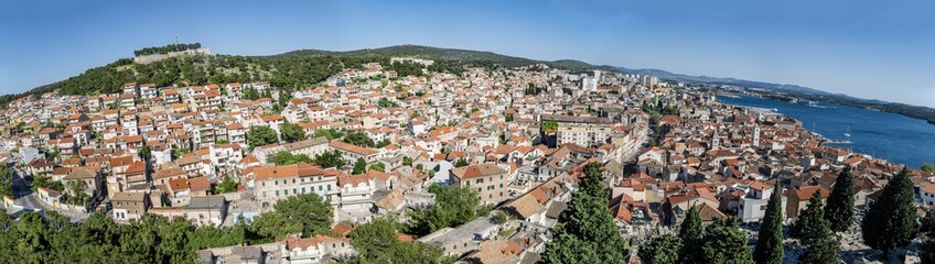 Naklejka na ściany i meble Panoramic view over Sibenik city, Croatia