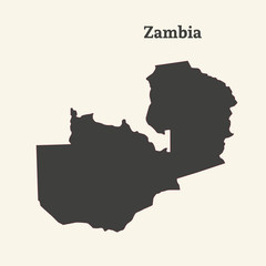 Outline map of Zambia. vector illustration.