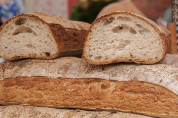 Crunch Sourdough Bread in Marketplace, Burgundy, France