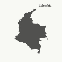 Outline map of Colombia. vector illustration.