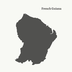 Outline map of French Guiana. vector illustration.