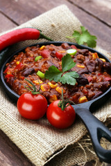 Hot chili con carne - mexican food tasty and spicy