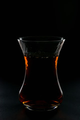 Cup of tea black background
