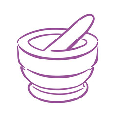 Mortar and pestle. used for crushing ingredients for medicine or cooking.
