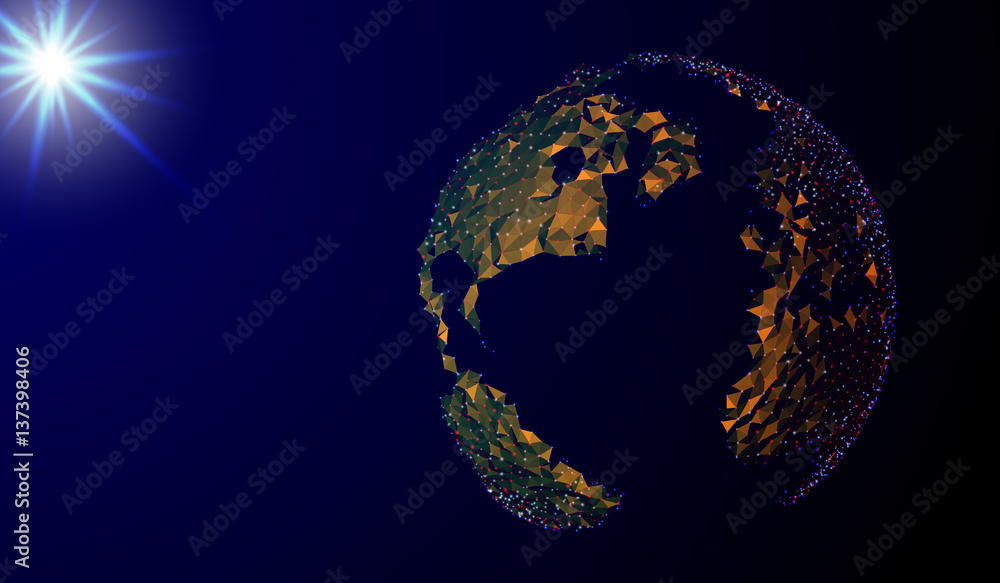 Poster eps 10. abstract image of a planet earth in the form of a starry sky or space, consisting of points,